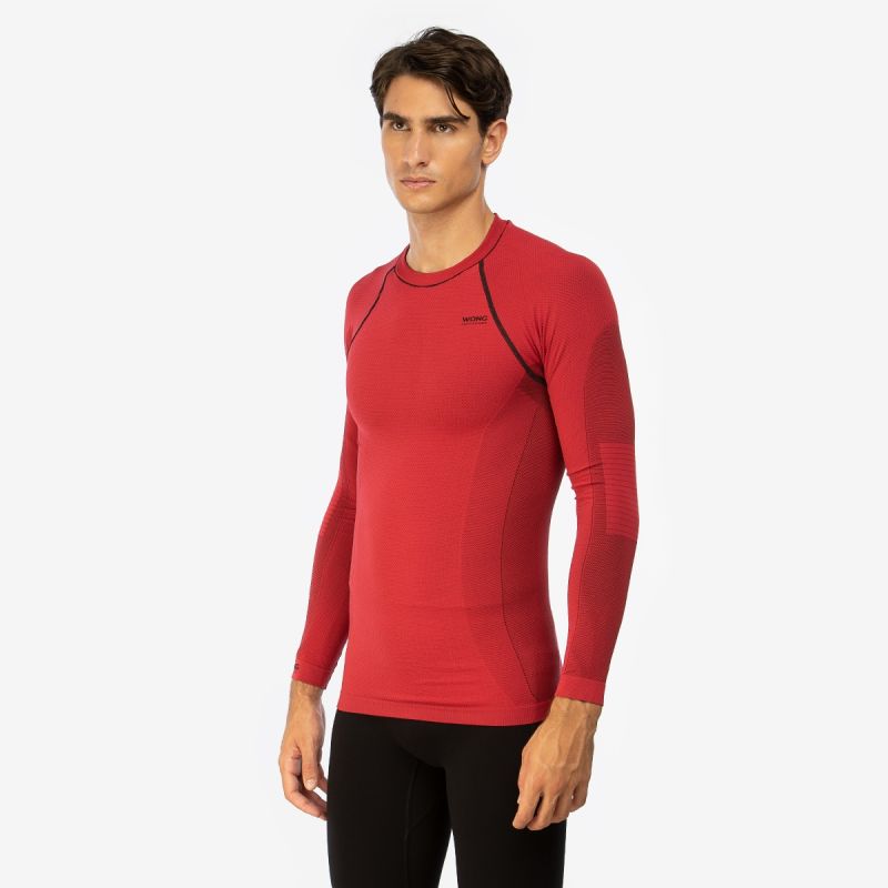 Camiseta térmica de compresión de manga larga para hombre, camiseta  deportiva para correr de invierno (color rojo, talla: XXL)